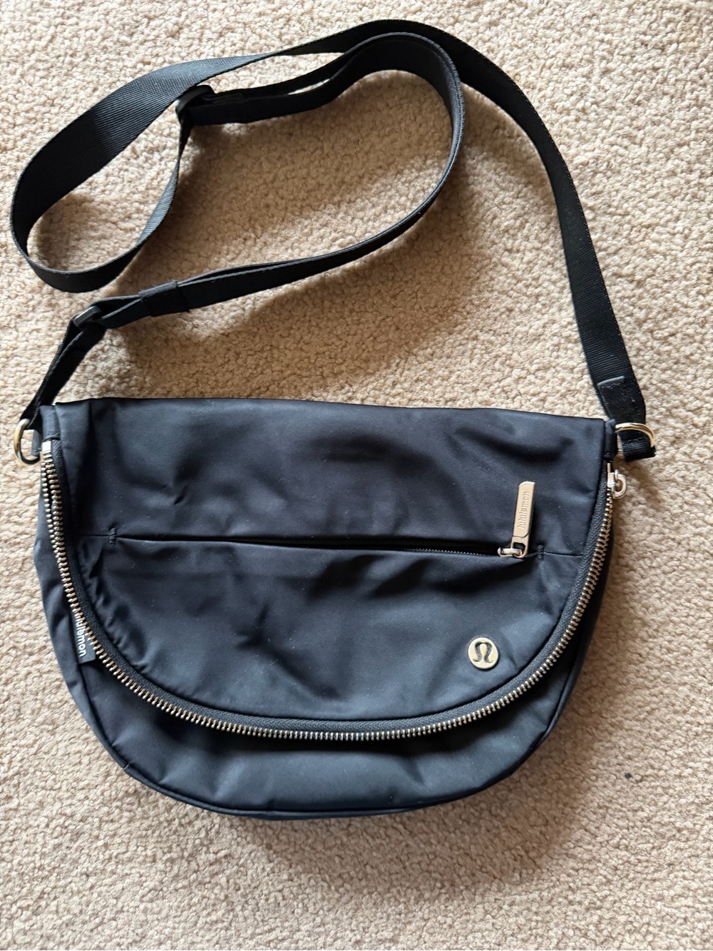 lululemon athletica Black Crossbody Bag with Gold Accents